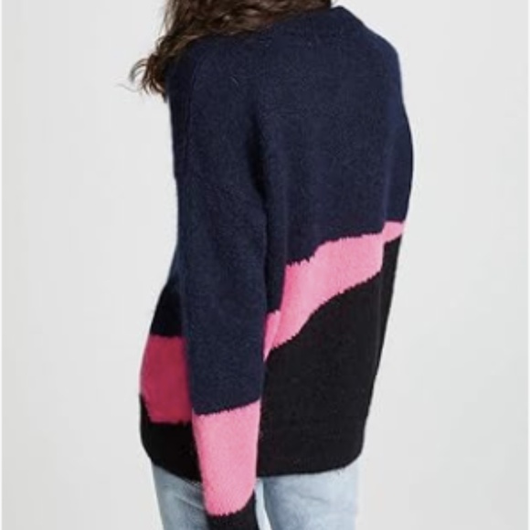 Zadig & Voltaire cozy preppy color block grandma core Tony Mohair Sweater - Picture 8 of 11